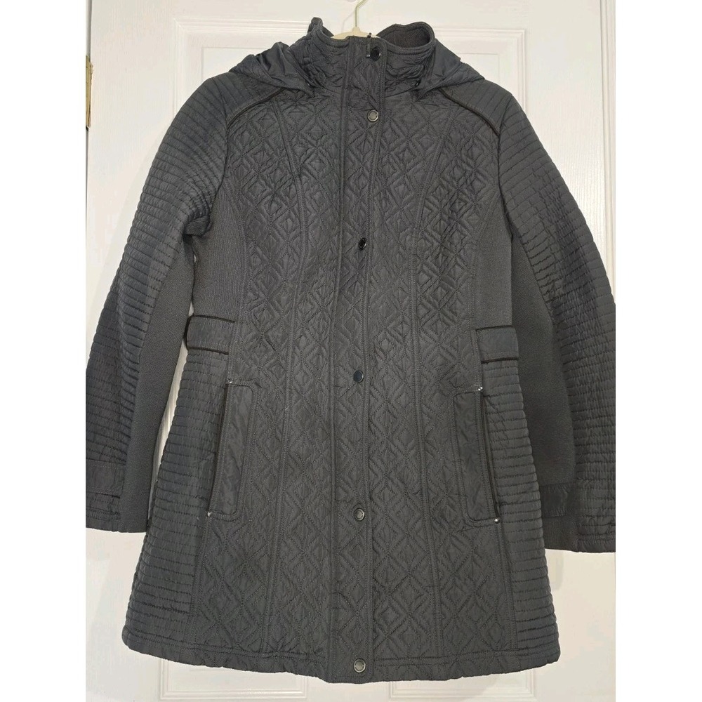 Women's Weatherproof Black Quilted Jacket with Hood Sz M